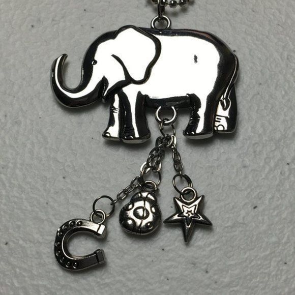 Silver Tone Lucky Elephant Handbag Luggage Tag Luck Charms - Picture 3 of 8